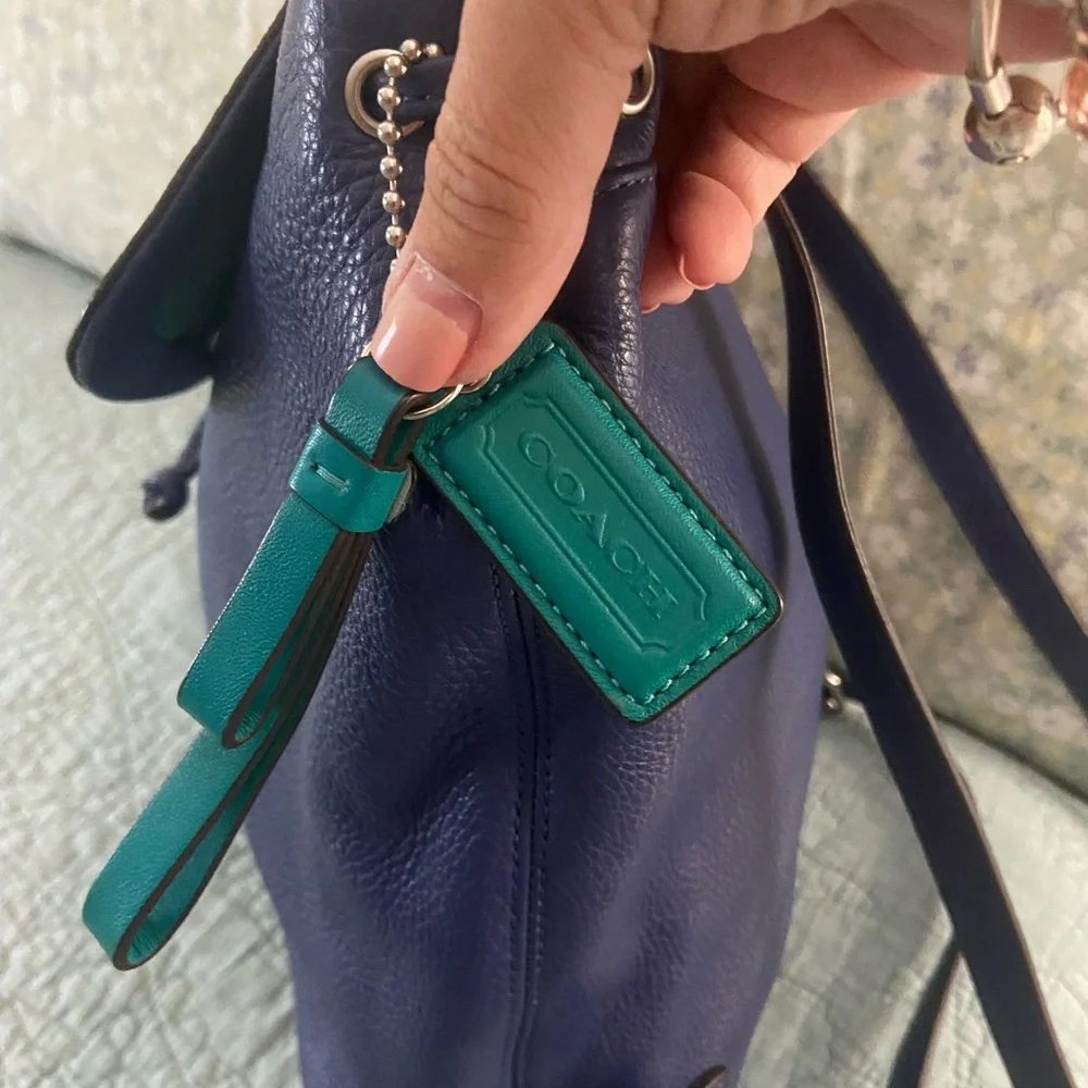 Coach leather backpack in French Blue Park - Picture 3 of 7